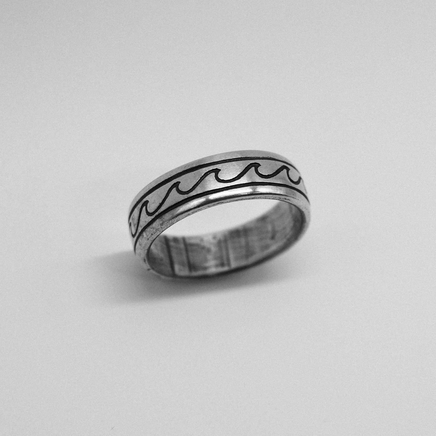 mens 925 sterling silver wave ring