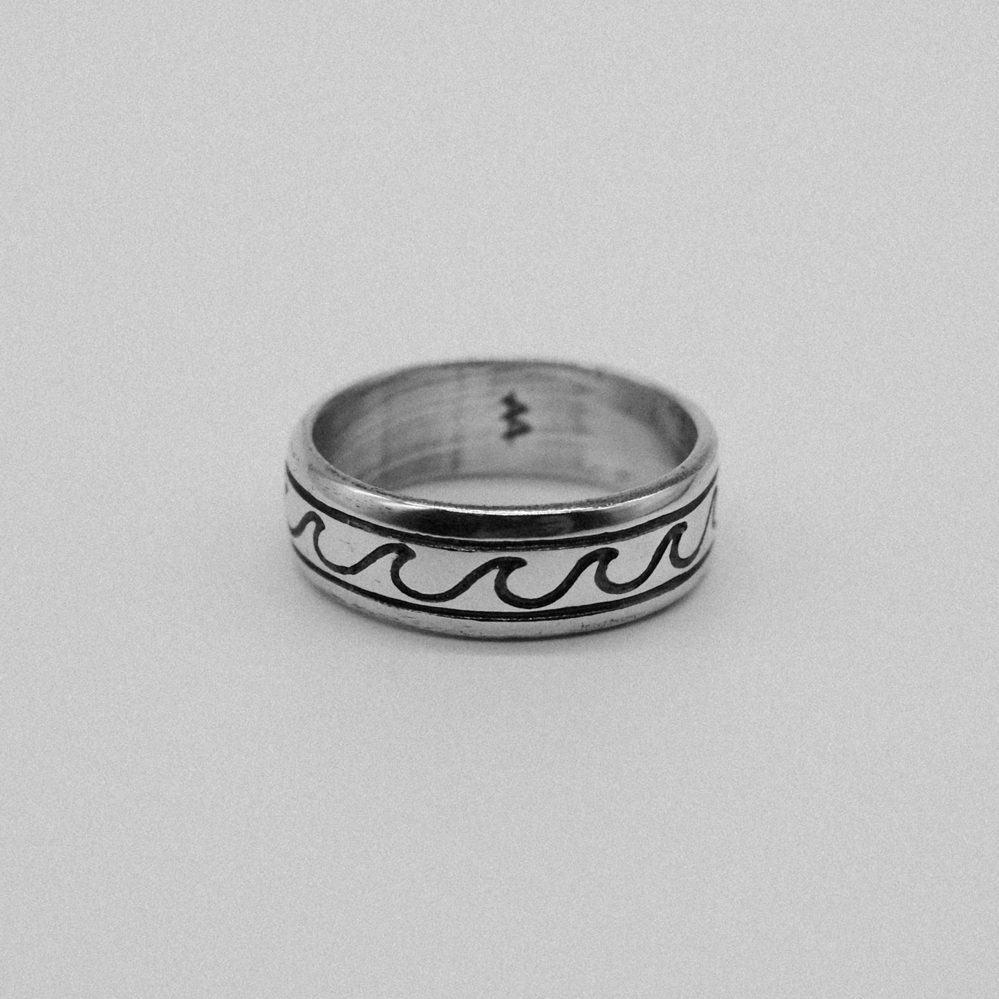 mens 925 sterling silver wave ring