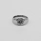 Handcrafted sterling silver flower signet ring handmade by BETWEEN3SEAS and Sophie Fletcher Designs 