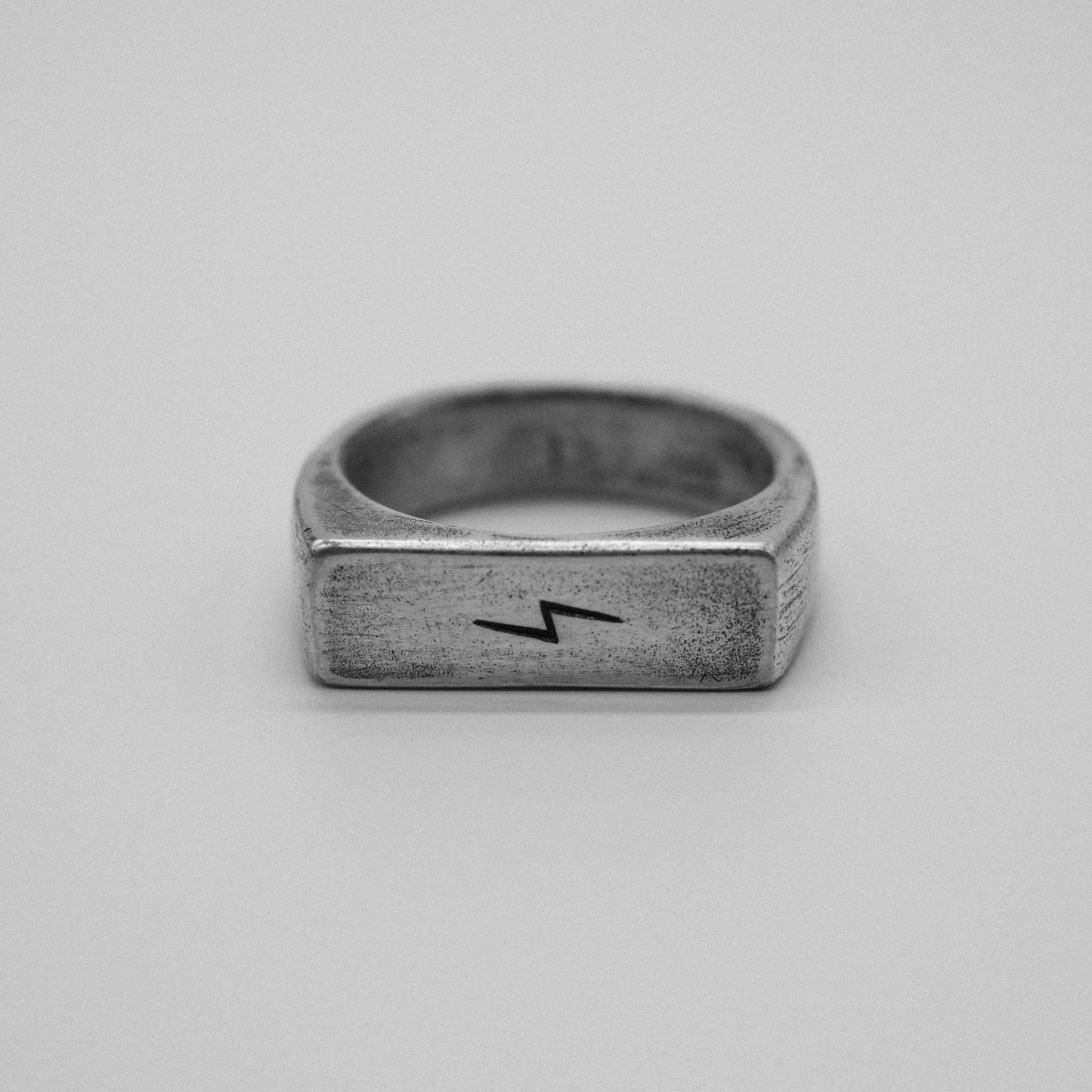 lightning bolt sterling silver mens ring