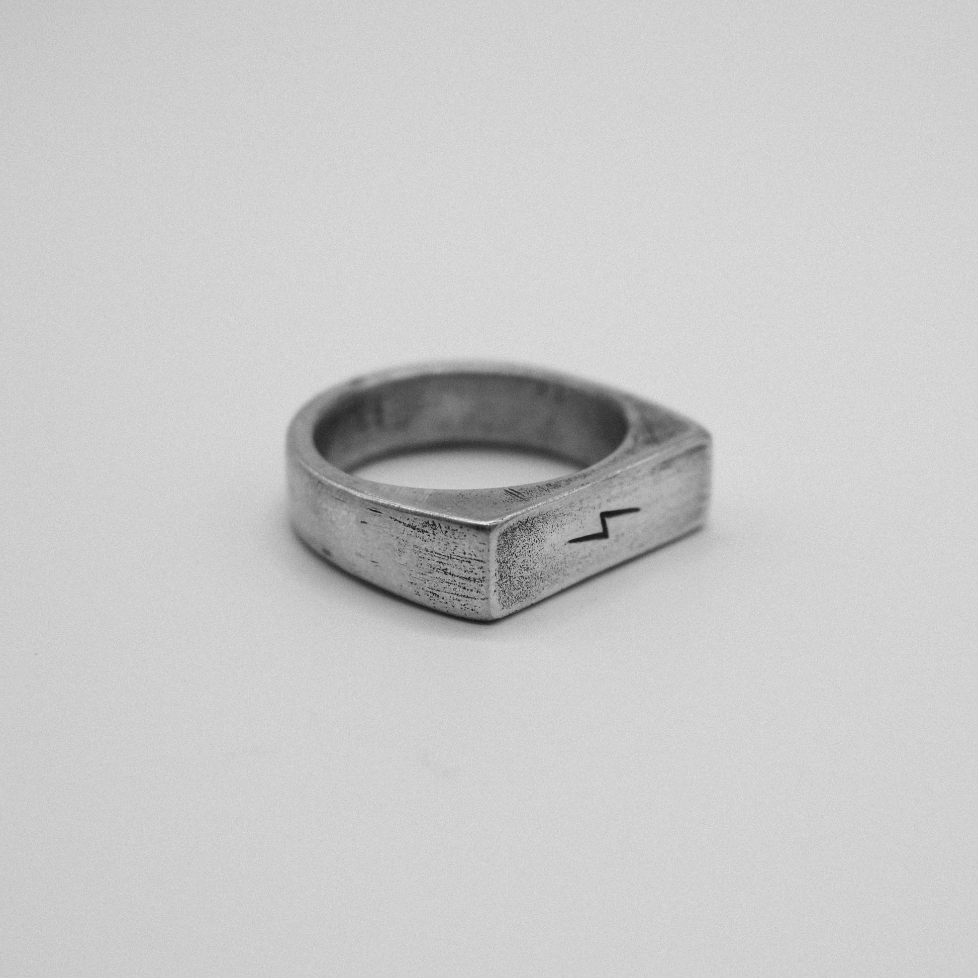 lightning bolt sterling silver mens ring
